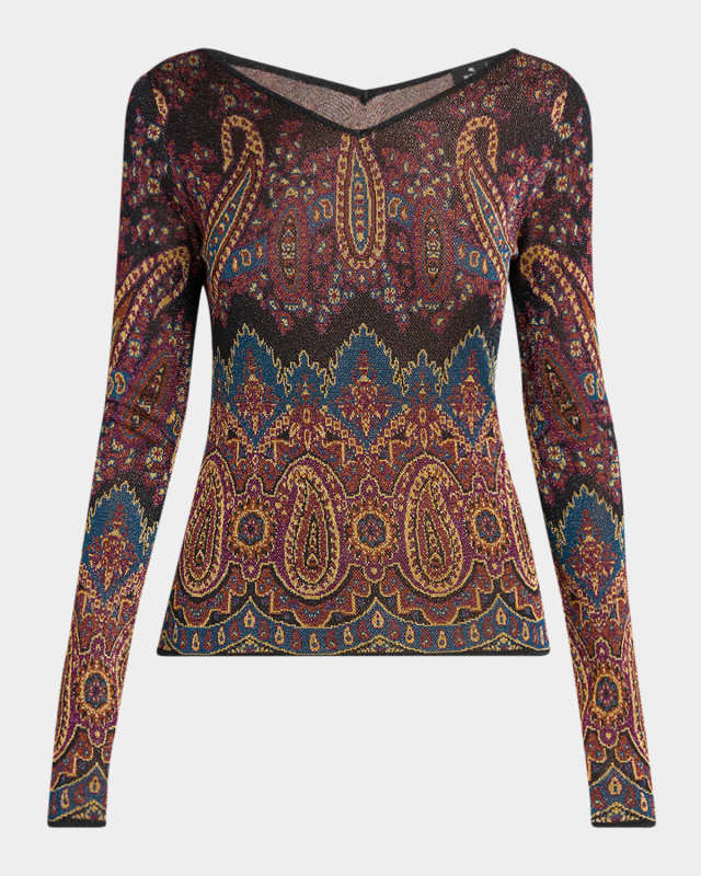 Metallic Midnight Dream Knit V-Neck Sweater